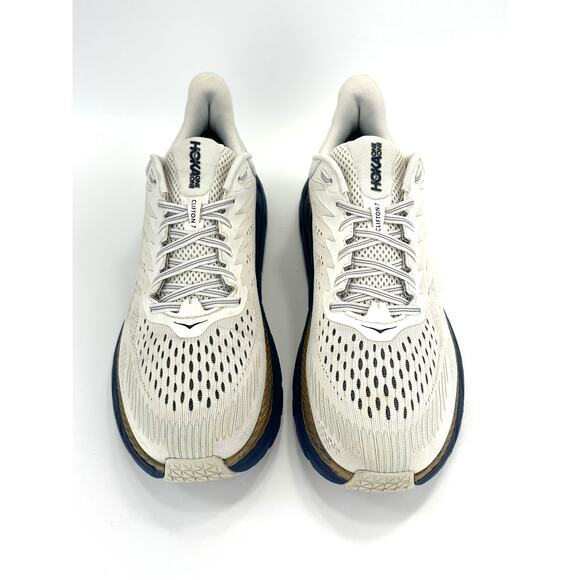 Hoka One One Clifton 7 Men Running Shoe/Sneaker Size 11 Off-White Gold Navy Gym main image 13